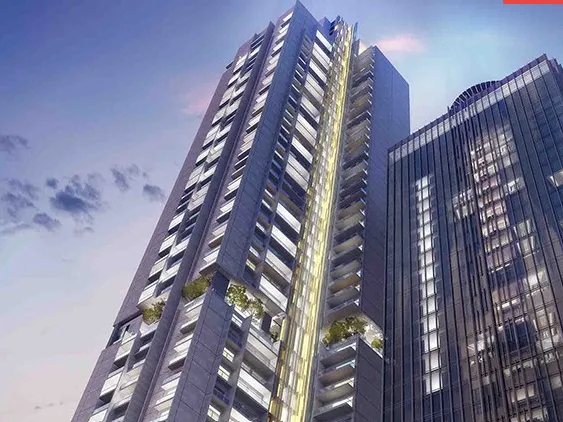 606 The Address residential tower at dusk