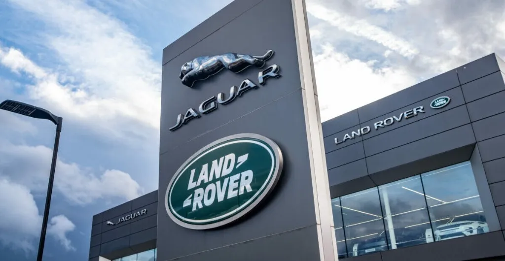 The Jaguar Land Rover dealership frontage