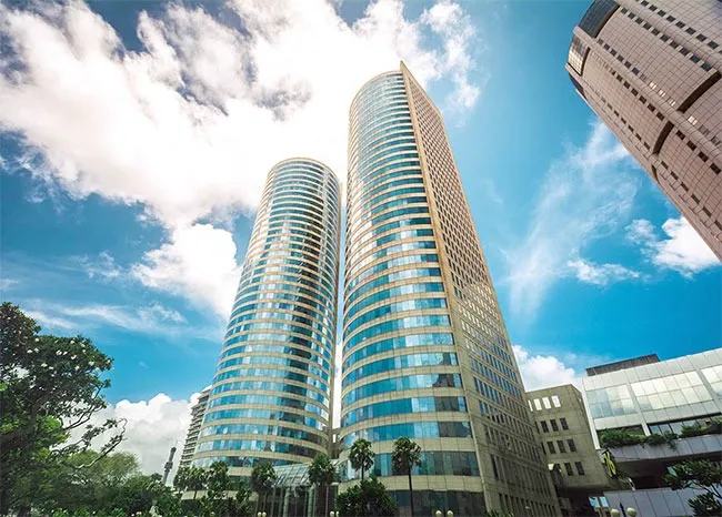 The twin towers of the TWC Corp building